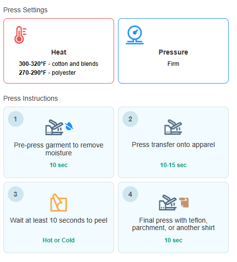 DTF Transer By Size (Single)